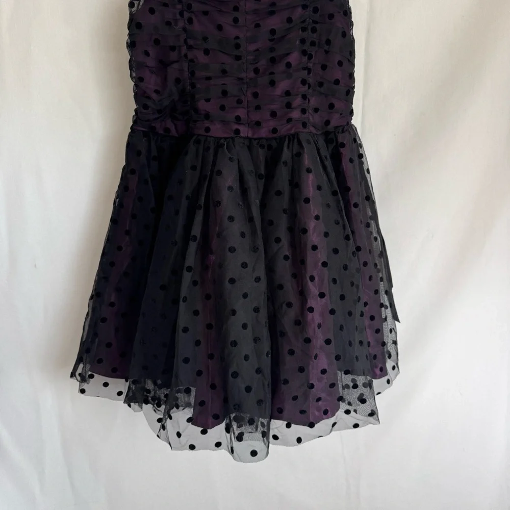 Tilt Girls polkadot tulle black and purple mini dress